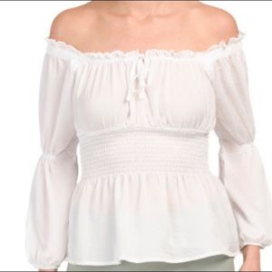 Smock Waist Peasant Top